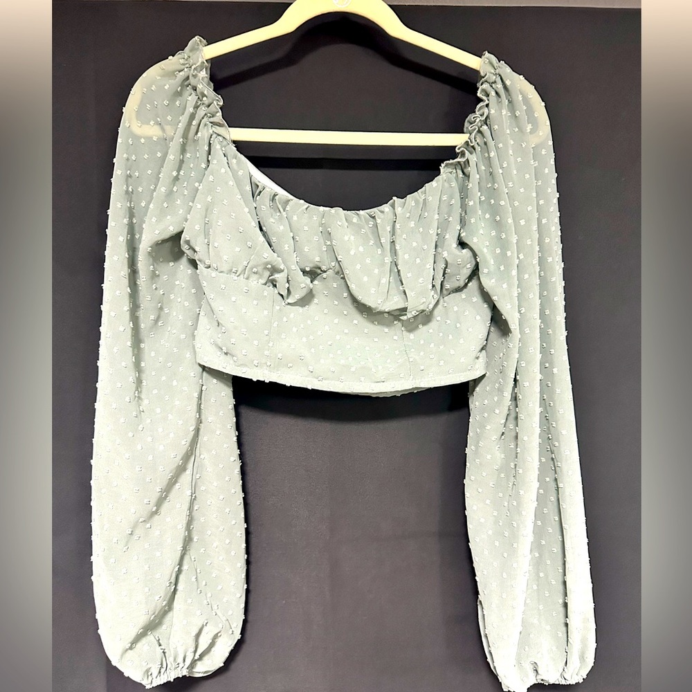 SHEIN Mint Green Long Sleeve Crop Top Size S